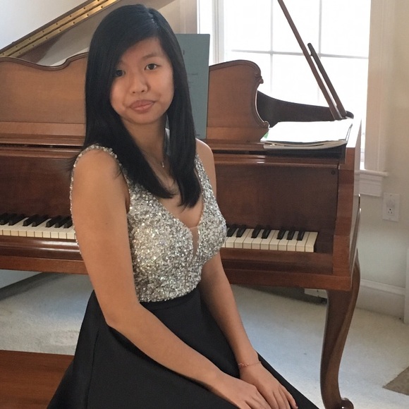 Beaded Halter Top Prom Dress WITH POCKETS - Picture 2 of 2